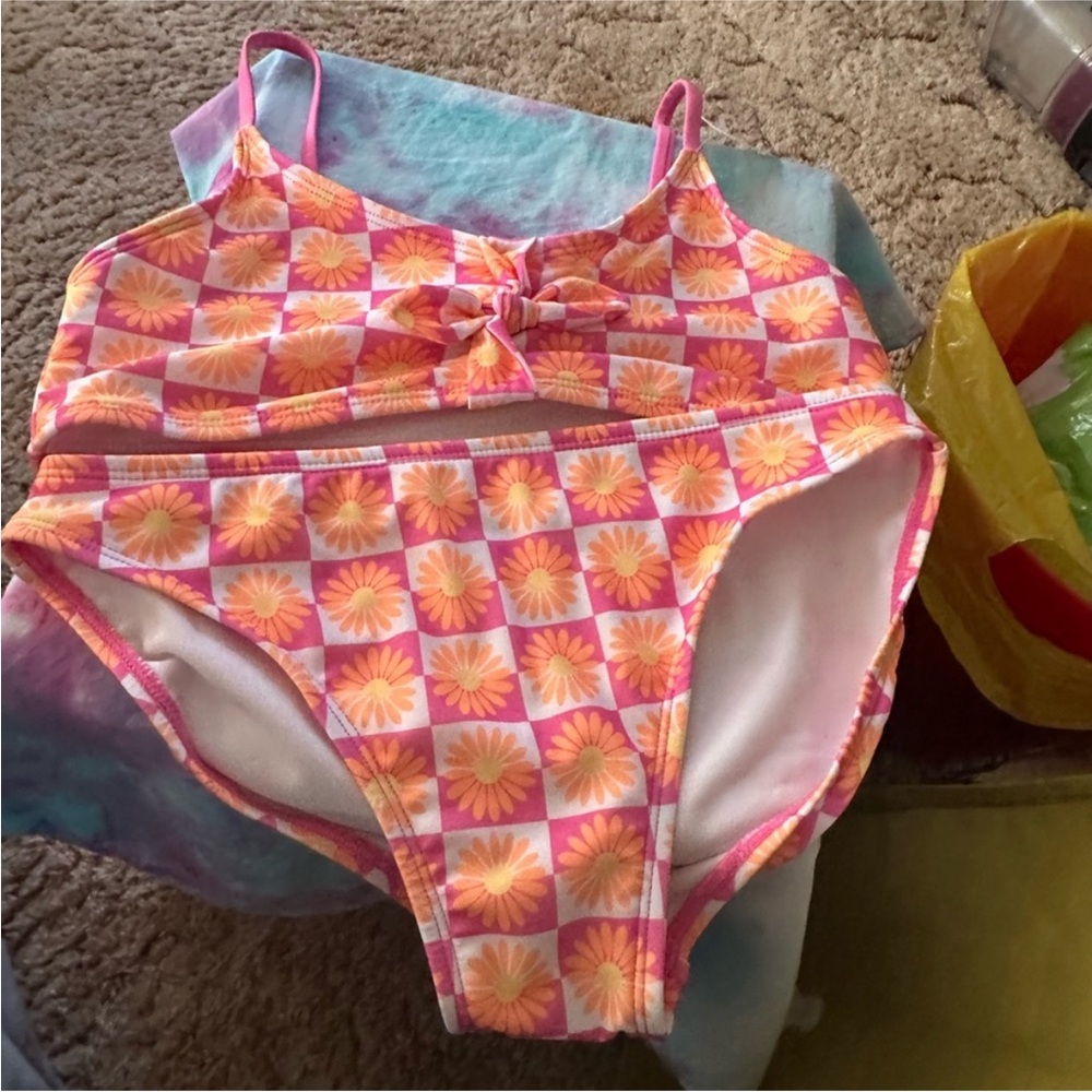 Floral Pink and Orange Bikini Set